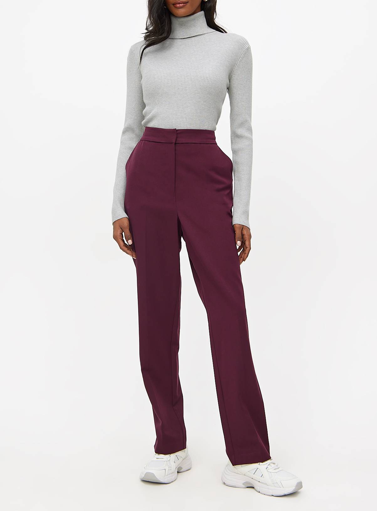 Dark Red Tailored Straight Leg Trousers 12R - Image 1